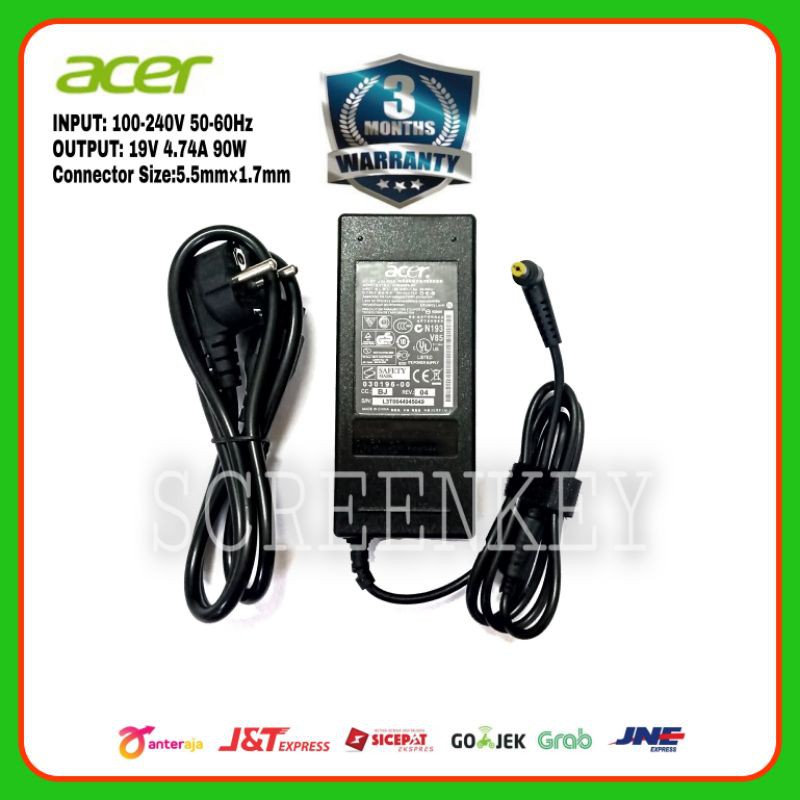 Adaptor Charger Casan Original Laptop Acer Aspire 19V 4.74A 90W