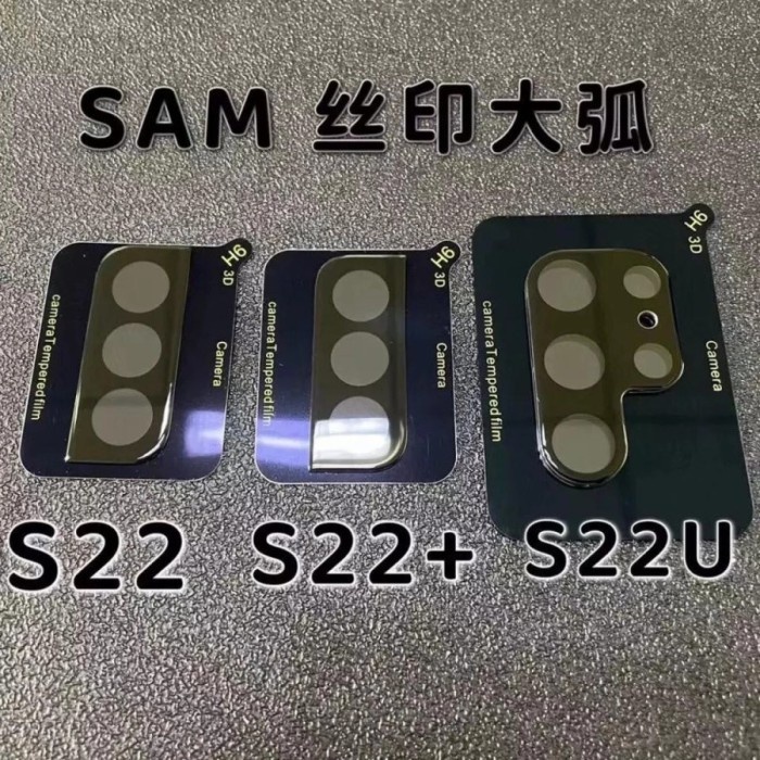 SAMSUNG S22 S22 PLUS S22+ S22 ULTRA TEMPERED GLASS KAMERA FRAME BLACK PREMIUM TEMPRED KACA CAMERA BE