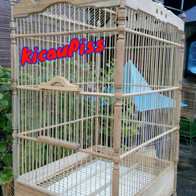 Kandang burung ukir mentah kayu jati no 1