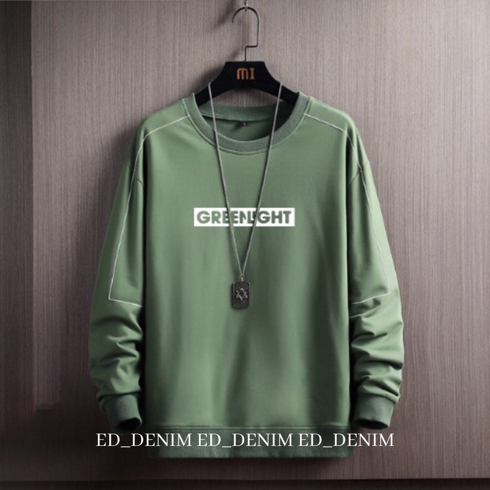 Sweater Crewneck Greenlight Pria Wanita Terbaru /  Sweter Pria Jumbo M L XL XXL 3XL / Switer Cowok Distro