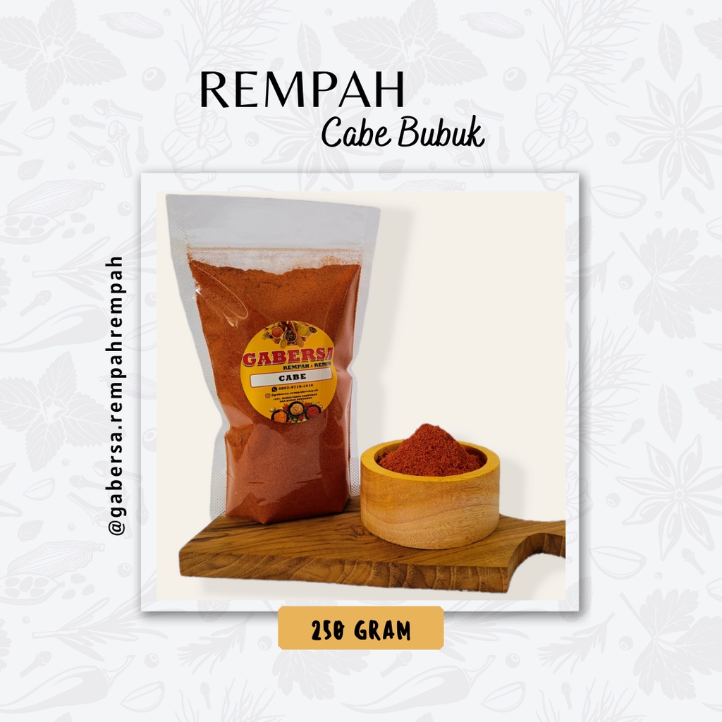 

Cabe bubuk asli tanpa campuran isi 250gram (Gabersa)