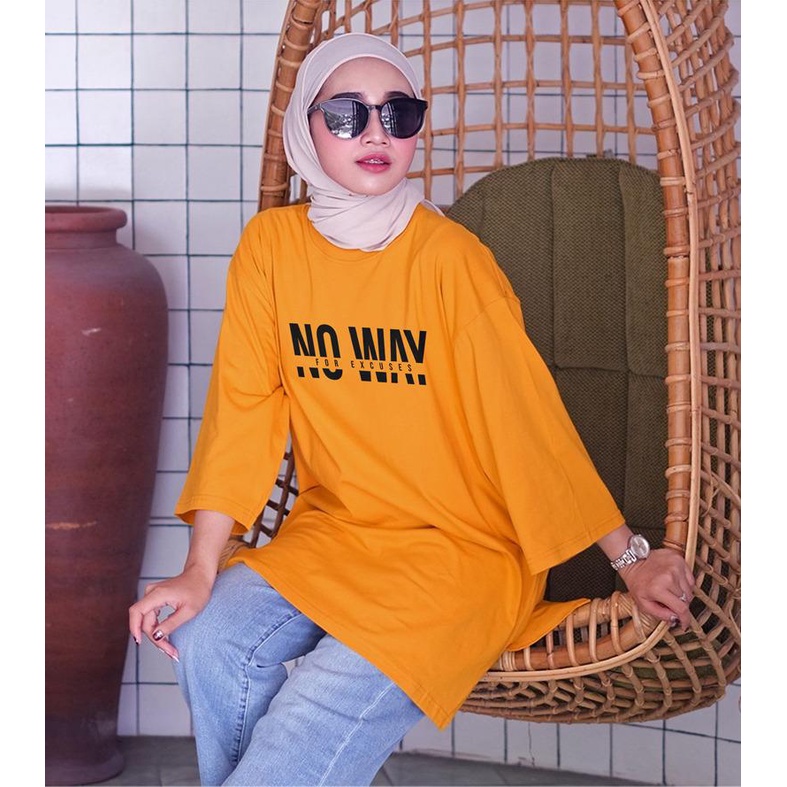 KAOS OVERSIZE TOP HIJAB WANITA BASIC NO WAY / OVERSIZE SLIT BLOUSE