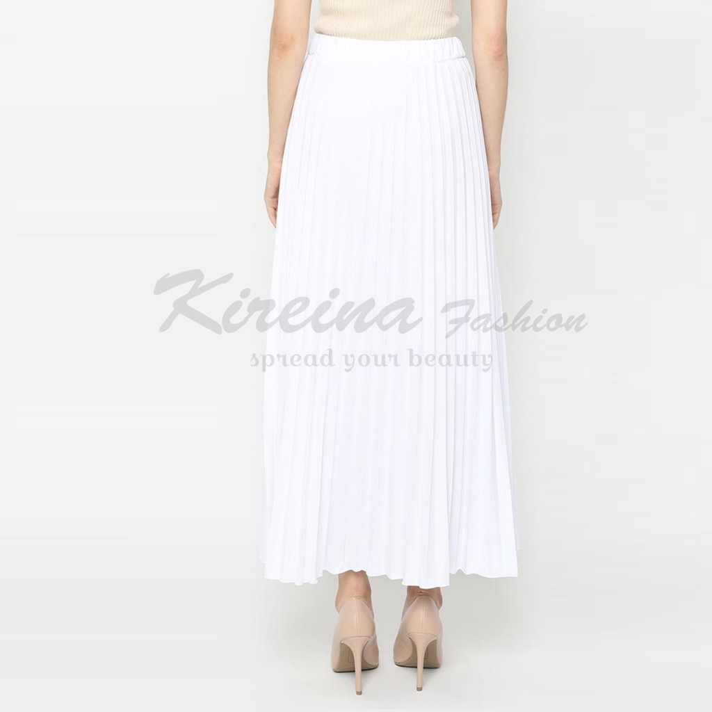 Rok Plisket Wanita Flare Skirt bahan Hyget | Kireina Fashion