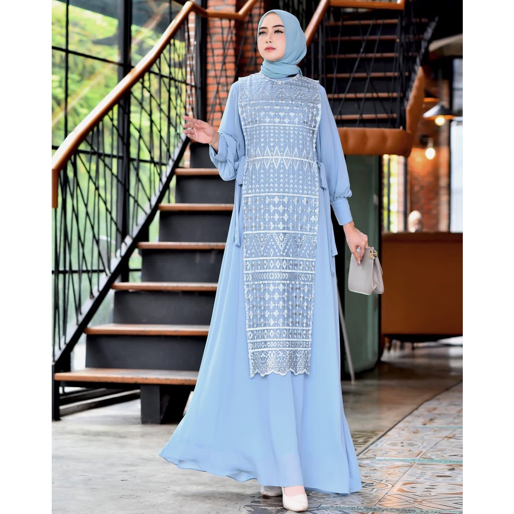 Permata Olshop / Gamis Rompi Tiara NK / Kebaya Modern / Kebaya Gamis Pesta Mewah / Gamis Kondangan