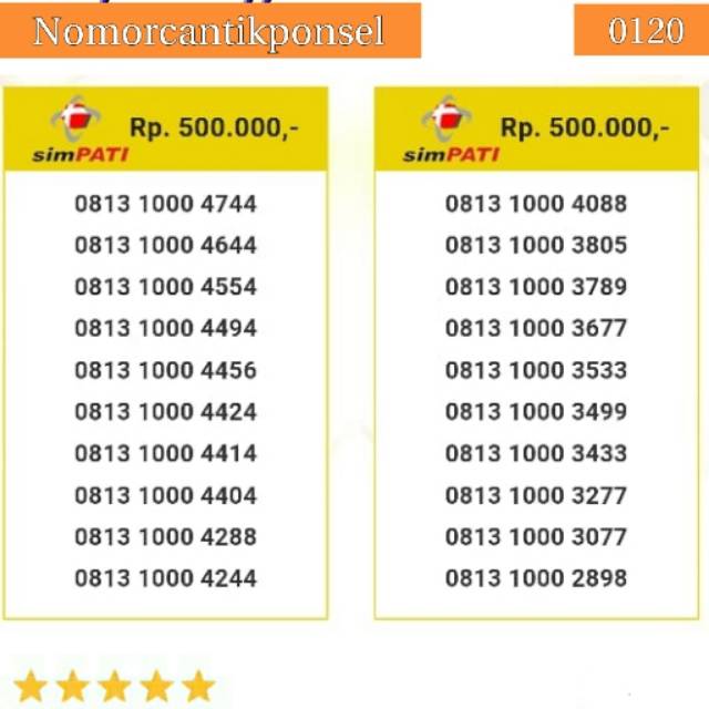 Nomor cantik simpati 0813 seri ribuan 1000 rapi#0120