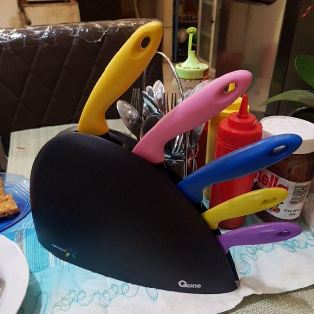 Oxone Ox-606 Rainbow Knife Set Ox 606 Pisau Dapur Tajam Knifeset Murah Tempat Kecil Bagus Pelangi