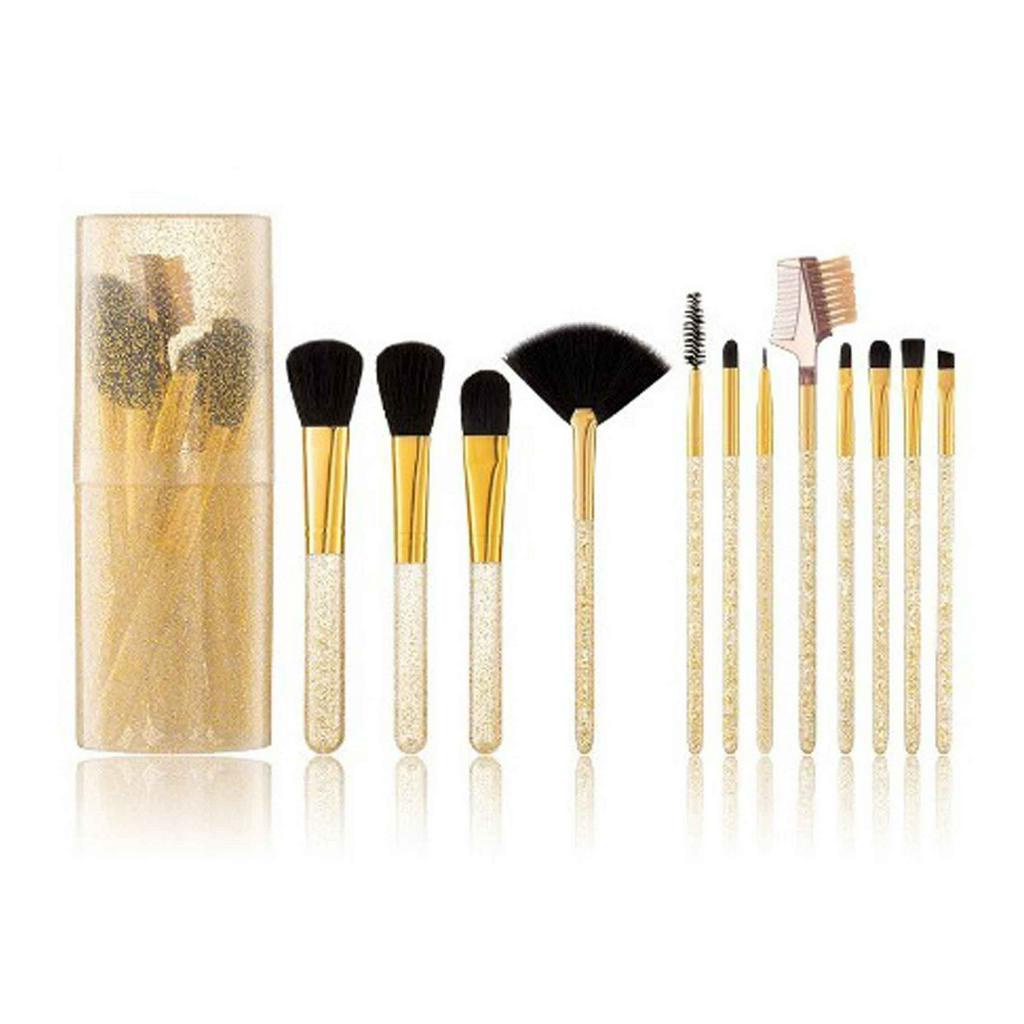 Brush Make Up / Kuas Tabung Glitter / Kuas Rias Bling / 1 Set Isi 12pcs