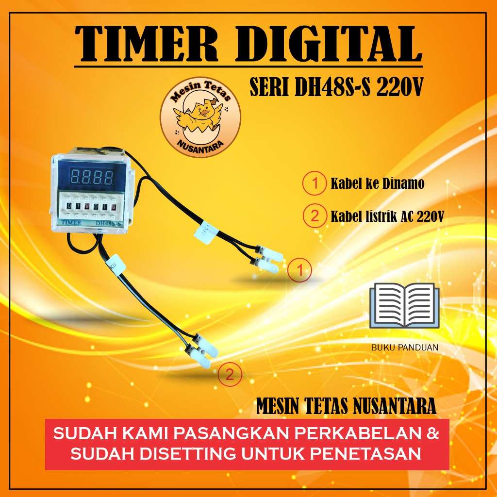 Timer Digital DH48S-S Sudah Terpasang  Perkabelan dan Sudah di Setting untuk Mesin Tetas