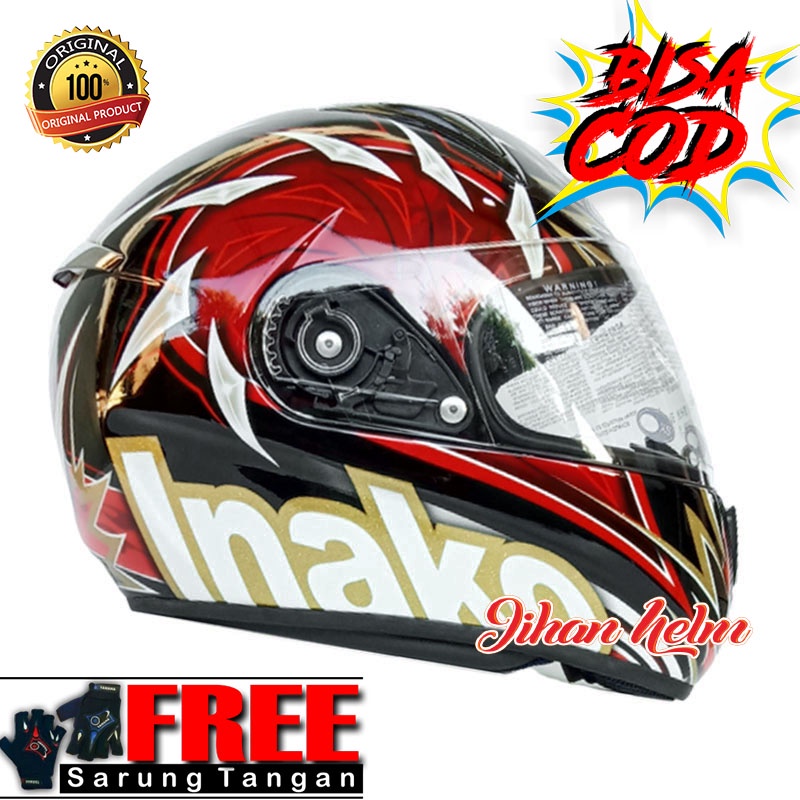 Helm / Helm Ink Full Face Fusion Black Red Terlaris