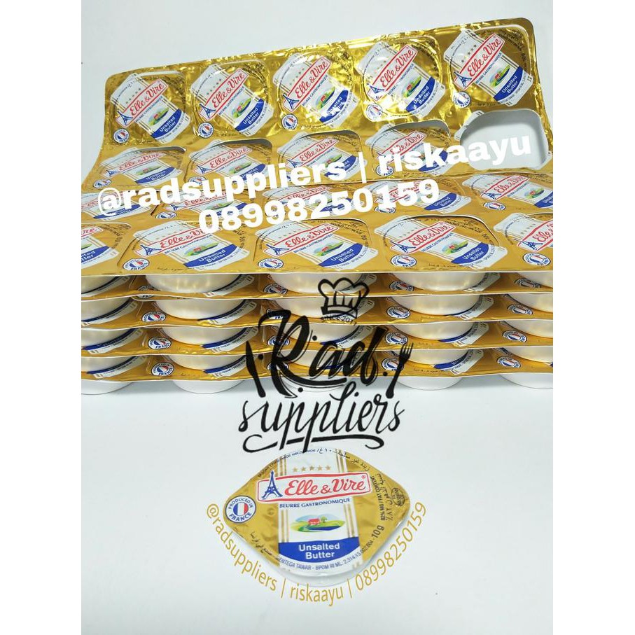 

ENAK Elle&Vire Butter Unsalted Portion kemasan 10X10gram, (Butter Mini) BANYAK RASA