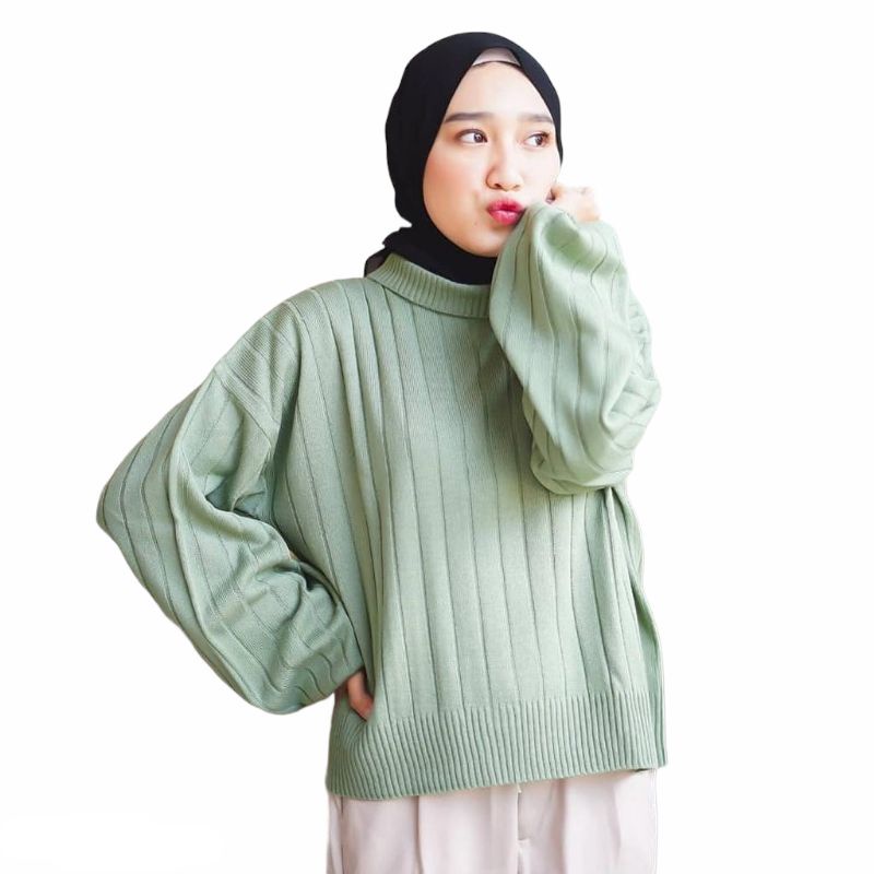 SN - Nayla Turtle Neck Sweater Button Oversize |  RAJUT JOVANKA