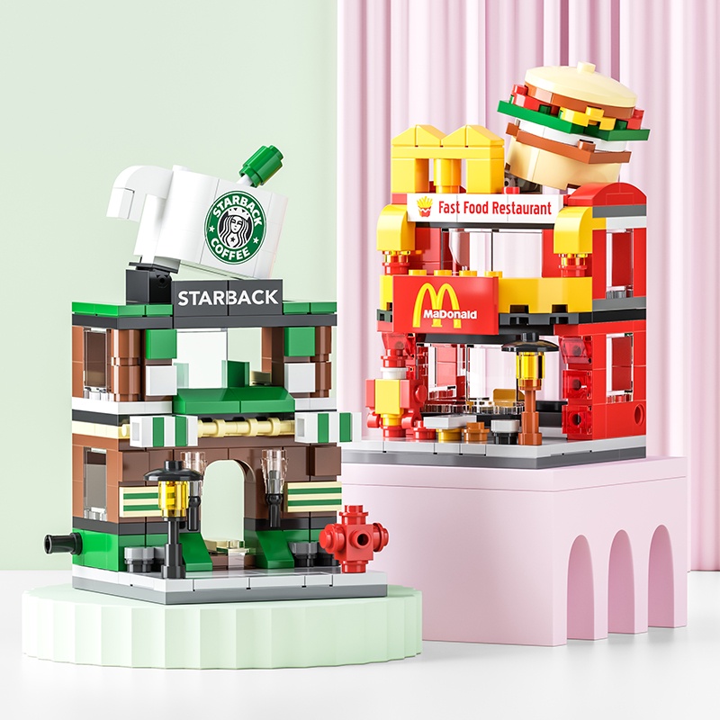 Mainan Blok Seri Toko Burger Model Mainan Edukasi Mainan Bricks Anak Perempuan