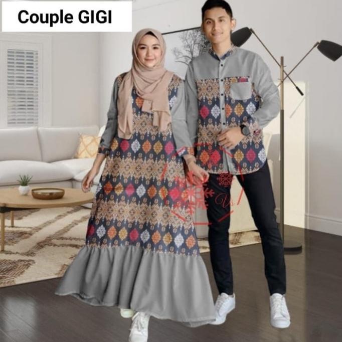Baju Couple Batik Kemeja Dress Muslim Kapelan Pasangan Pesta Kondangan