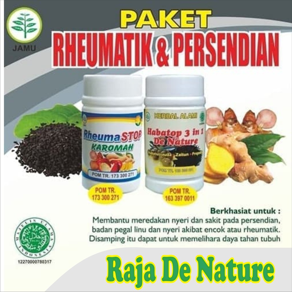 Obat Rematik Nyeri Sendi Rheumastop Dan Habatop Herbal De Nature