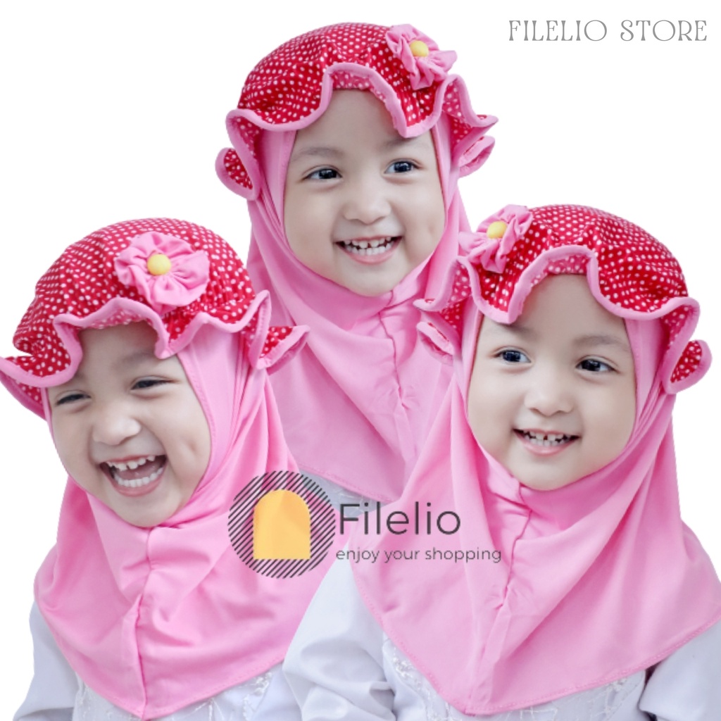 TERMURAH Hijab Anak Perempuan Topi Polkadot Jilbab Anak Anak Kerudung Bayi Murah Krudung Anak Cewek