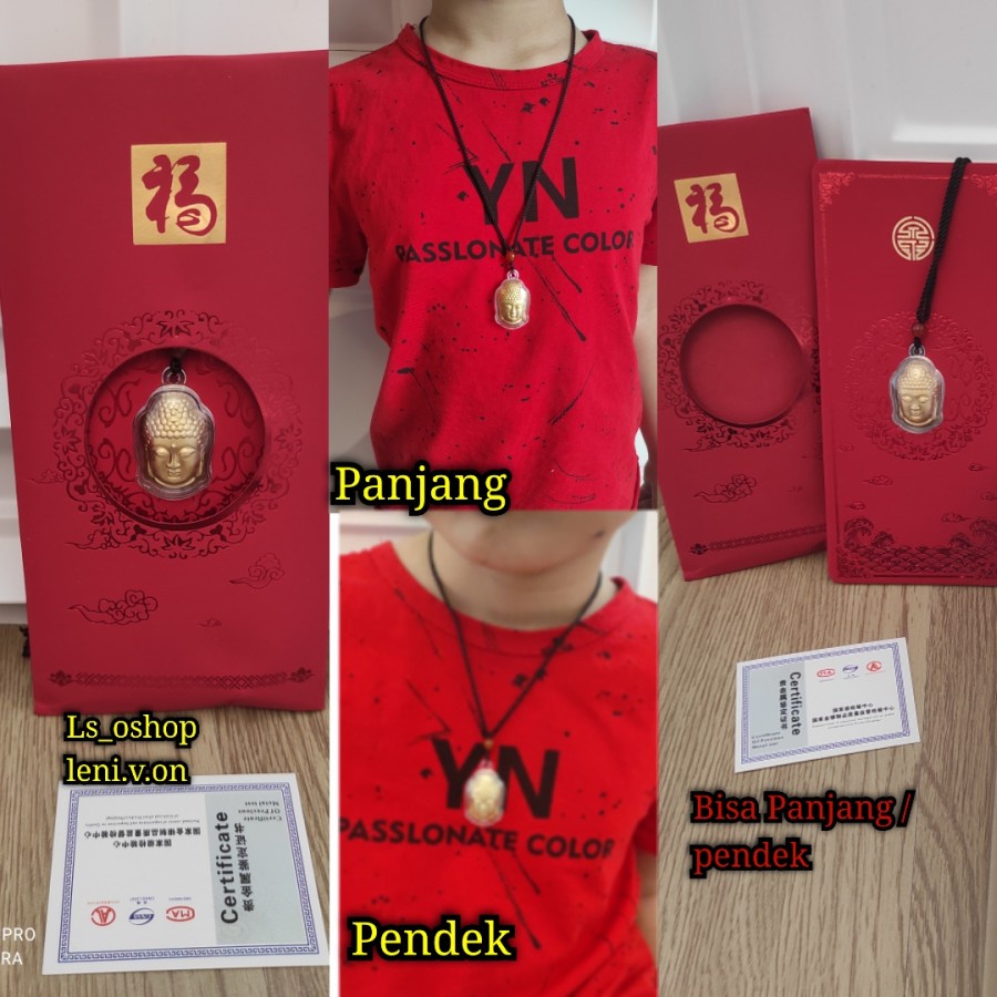 

Hadiah ANGPAO EMAS Kalung Buddha + Sertifikat, Souvenir Tahun Baru