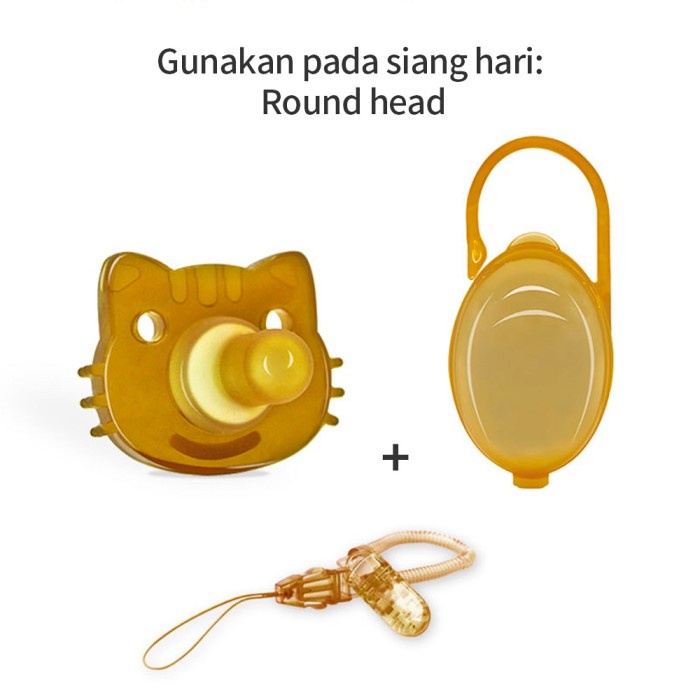 Dot bayi empeng bayi bahan silikon dengan rantai dan Kotak - round head