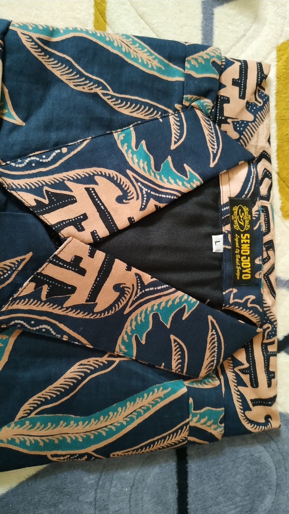 Kemeja Batik Pria Lengan Panjang Mahardika Navy Full Furing Baju Hem Atasan Premium Modern Katun