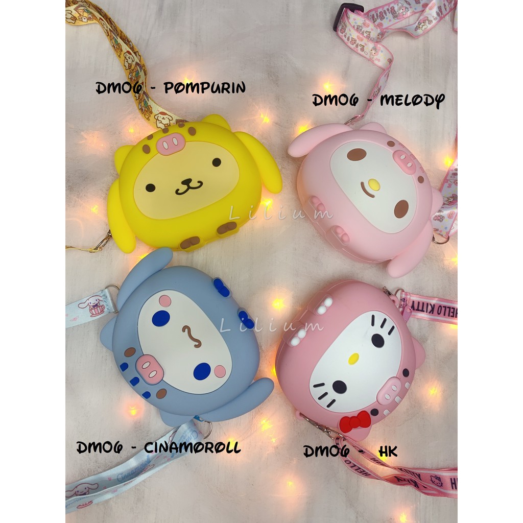 Tas Silikon Mini jelly bag DM05 DM06 DM07 Frozen Hello Kitty Melody Stella Dompet koin Purse bag anak