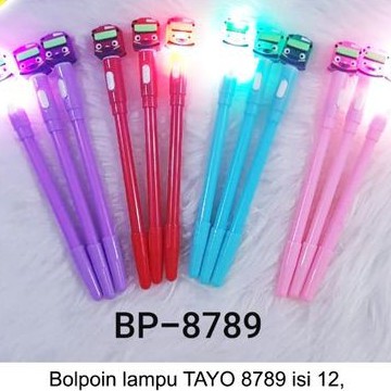 

isi 12 Bolpoin Lampu Tayo, pen gel Tayo, bolpoin per, bolpoin lampu, spring doll