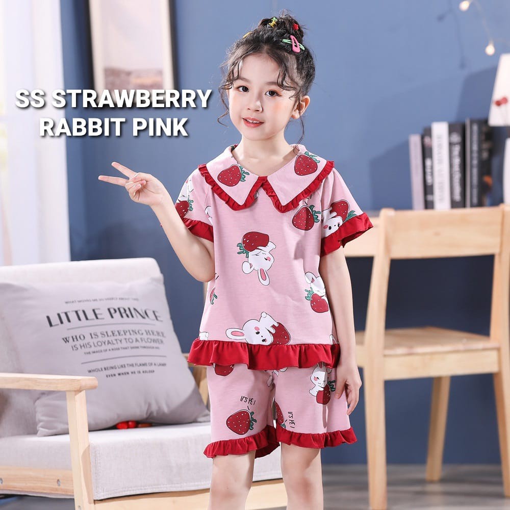 BAJU TIDUR SS LENGAN PENDEK / PIYAMA ANAK PEREMPUAM KOREA IMPOR / SETELAN DAILY SANTAI ANAK NYAMAN