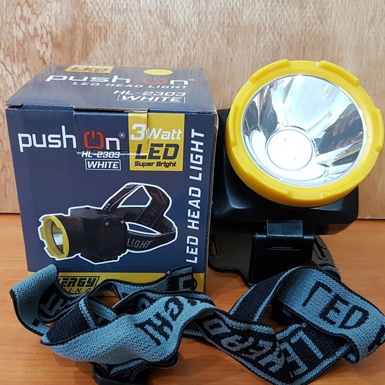 [PROMO] SENTER KEPALA/HEADLAMP PUSH ON HL-2303 CAHAYA 3 WATT BATRAI AWET DAN TAHAN LAMA