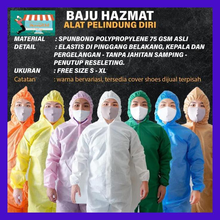 

7Y5R467- Baju Apd Hazmat Bahan Spunbond 65Gsm/75Gsm/100Gsm Ready Stock! - Putih 75 Gsm 9U64D6T-