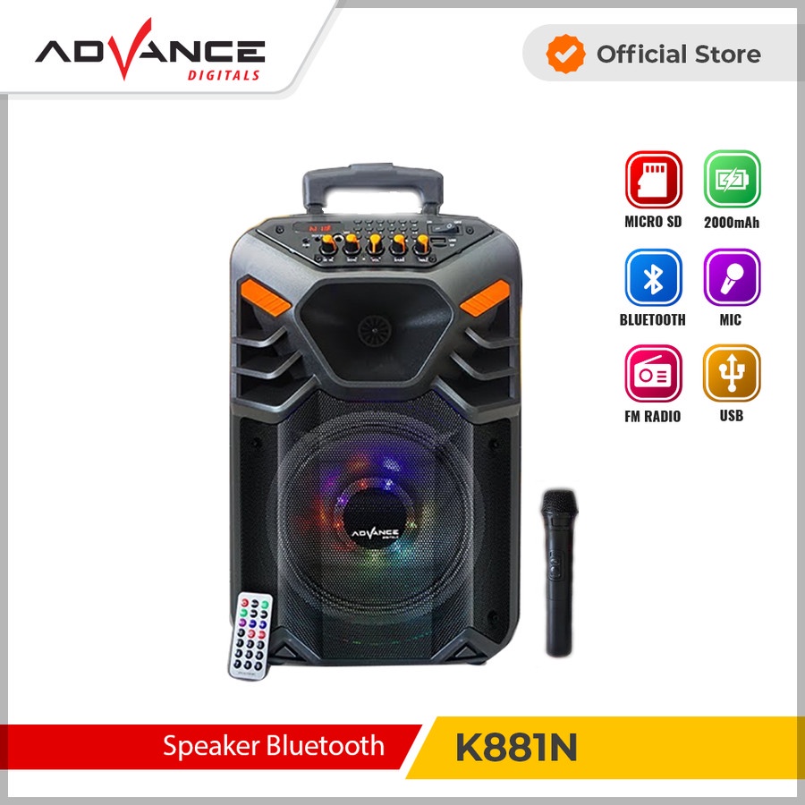 Advance K881N Speaker Bluetooth Karaoke Portable BONUS Mic Wireless