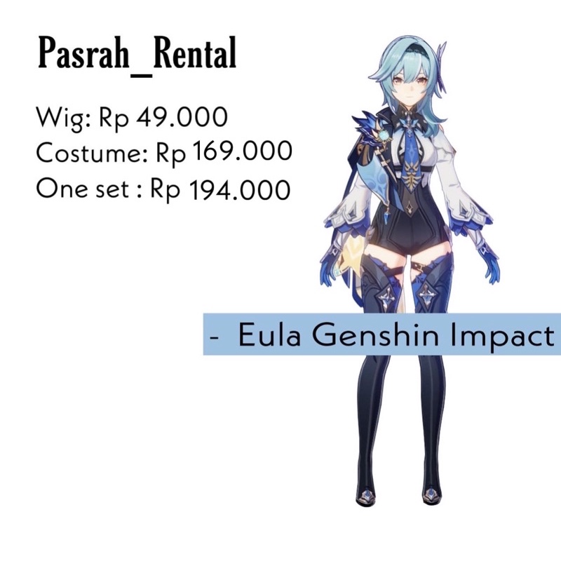 SEWA RENTAL KOSTUM / COSPLAY EULA GENSHIH IMPACT