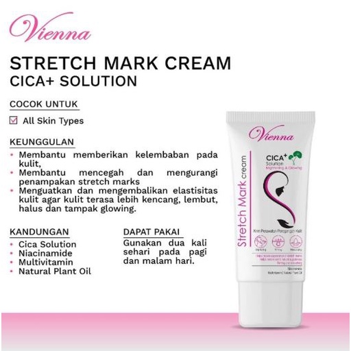 VIENNA STRETCHMARK CREAM CICA+ SOLUTION ORIGINAL - PENGHILANG STRETCH MARK PERUT PAHA