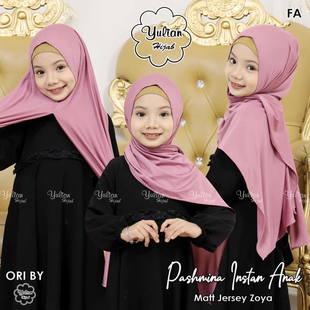 Yulian - Hijab Kerudung Pashmina Aliyaa Jilbab Instan Anak Jersey Zoya