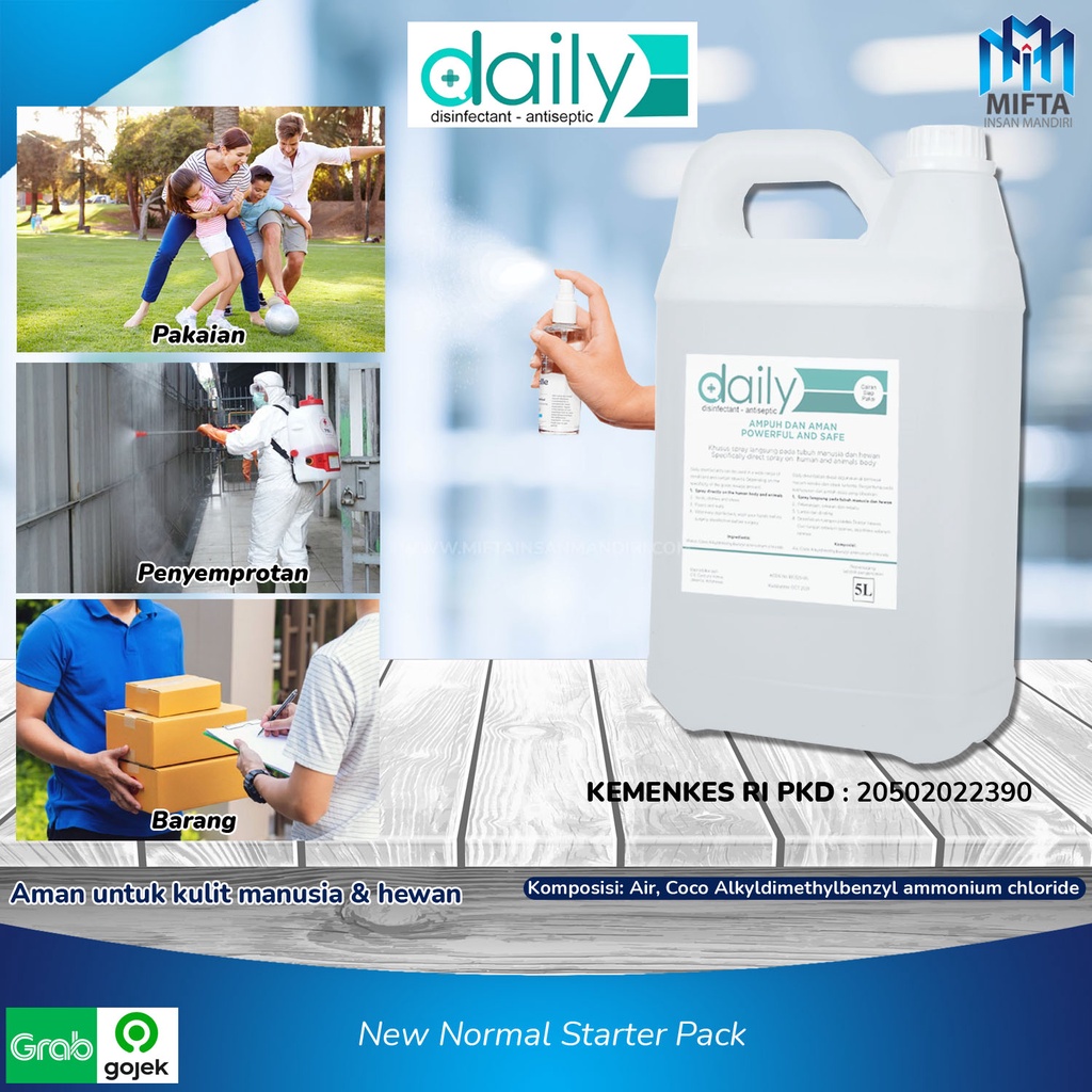 DESINFEKTAN DAILY REGULER DISINFEKTAN ANTISEPTIC 5 LITER SIAP PAKAI / DAILY DESINFEKTAN 5 LITER