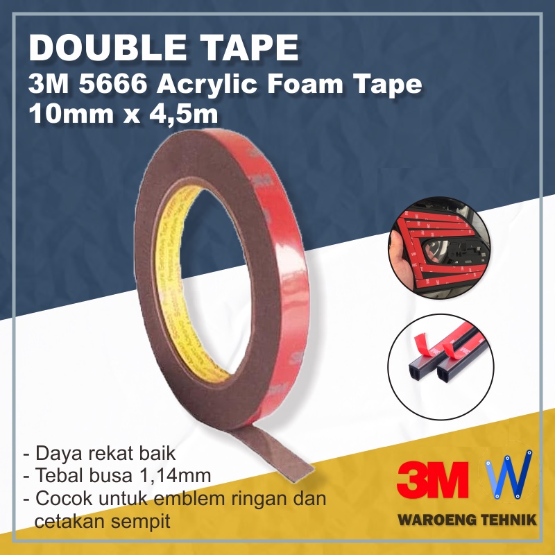 

Solasi Double Tape 10mm x 4,5m - 3M 5666 Acrylic Foam Tape 10mm x 4,5m Double Tape / Solasi FOAM Bolak Balik [ 1 Roll ]