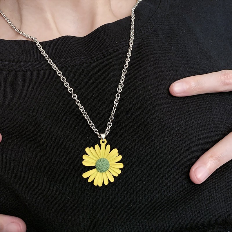 Bunga daisy kalung Bunga kalung wanita Fashion Necklace murah aesthetic rantai titanium