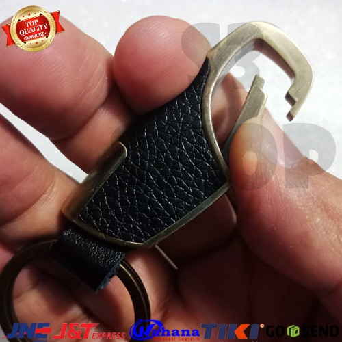 Gantungan Kunci Metal Leather Carabiner Keychain Premium