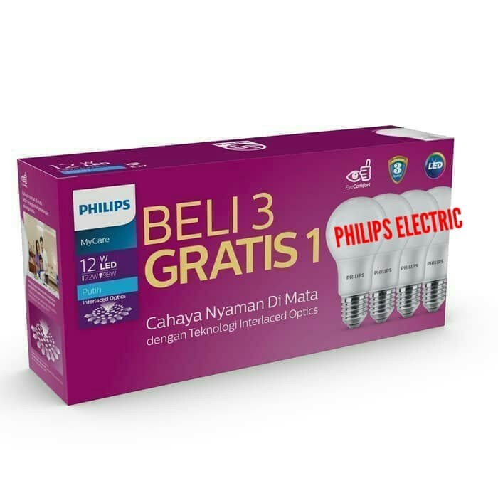 PHILIPS LAMPU LED MYCARE 12W PAKET LED BULB 12 WATT ISI 4 PUTIH