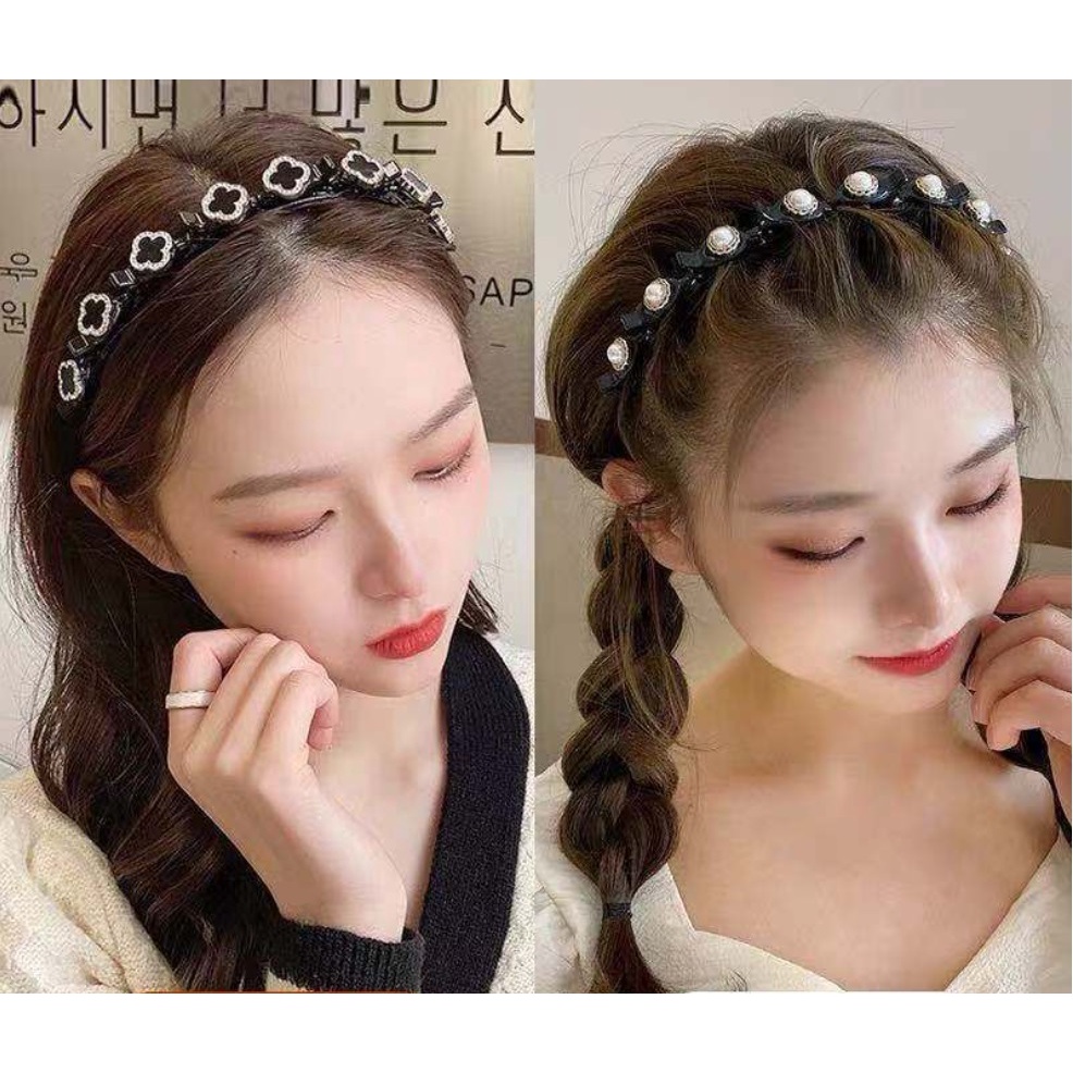 Bando Jepit Kepang Korea Fashion Bandana Rambut Wanita Headband Aksesoris Head Band HIGH QUALITY