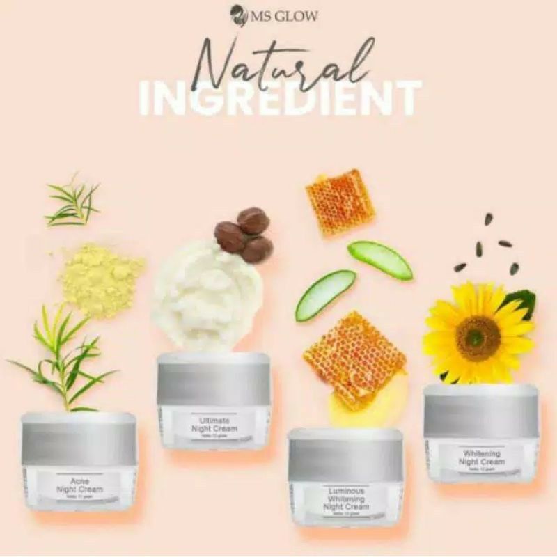 NIGHT CREAM MS GLOW / CREAM MALAM MS GLOW / LUMINOUS , ACNE , ULTIMATE , WHITENING