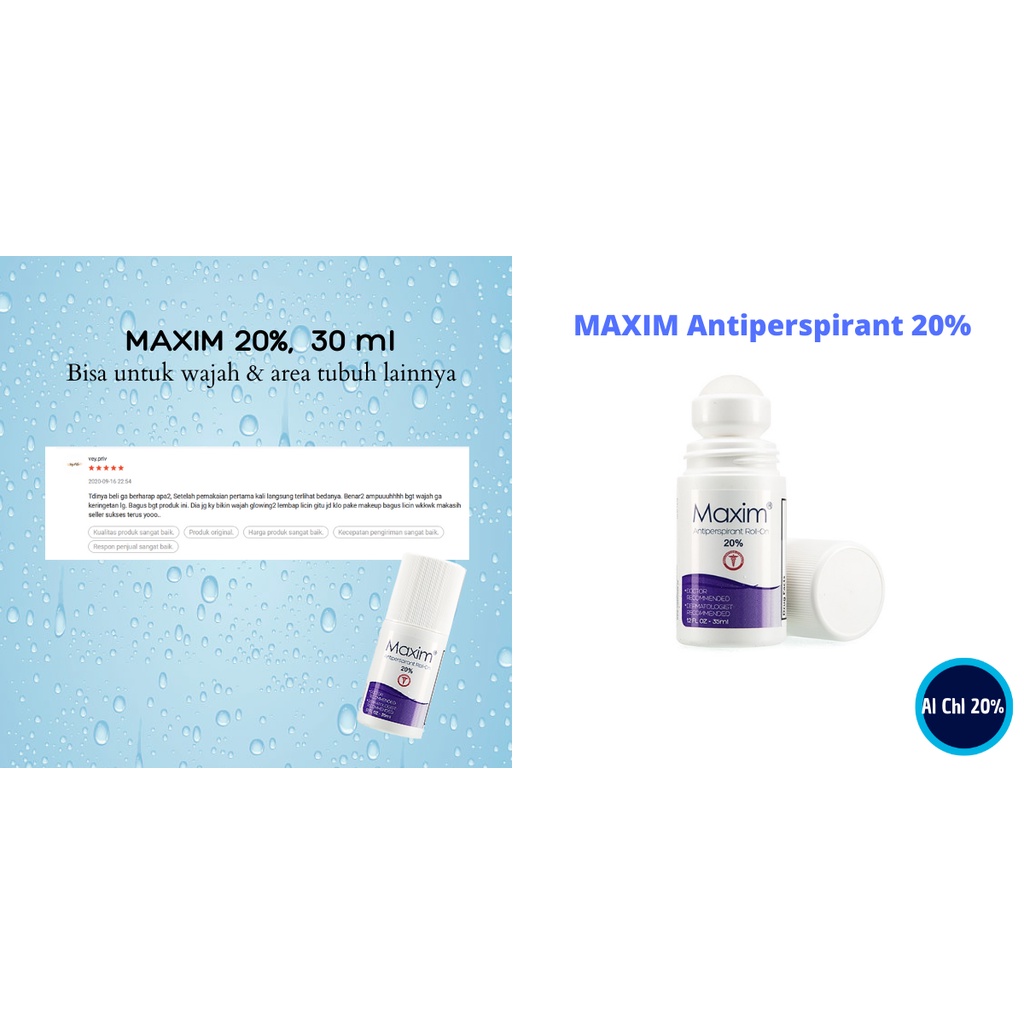 Maxim Antiperspirant 20% Deodoran Roll-On 35ml - Solusi Keringat Berlebih di Wajah (Bundling 3pcs)