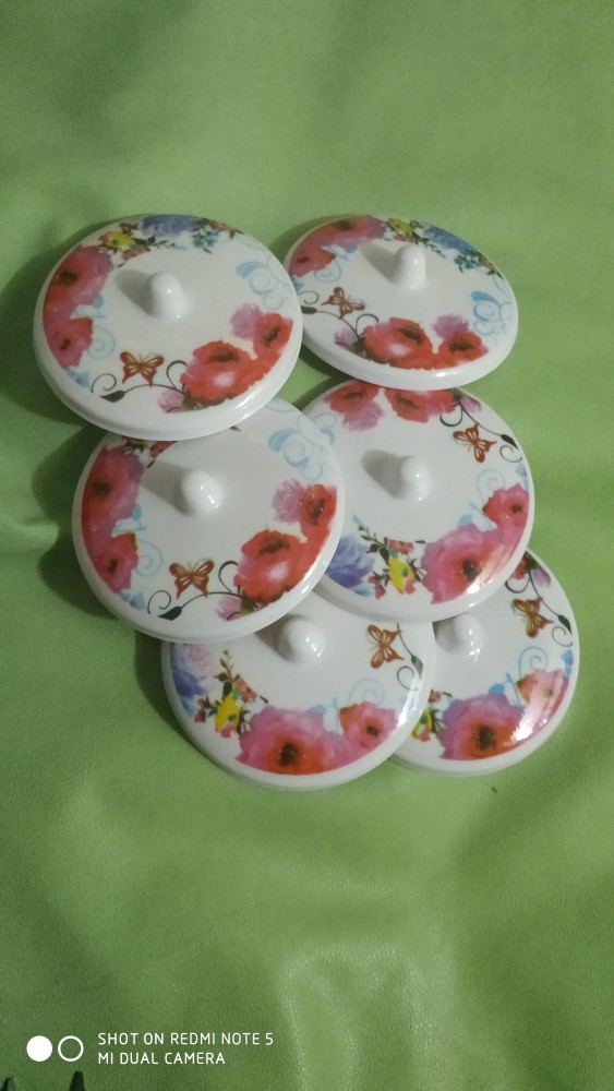 6bh Tutup Gelas Melamin Motif Bunga