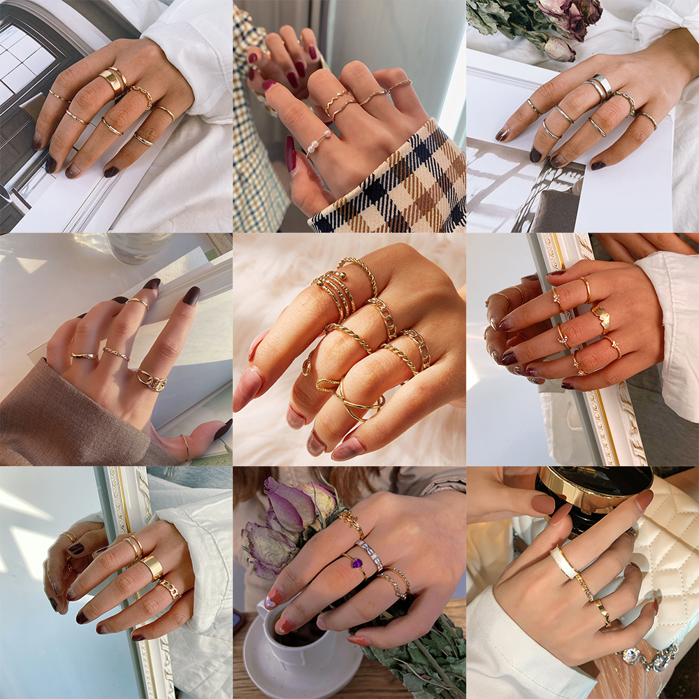 Classic multi-layer cross opening twist ring set alloy women ring fashion jewelry accessories