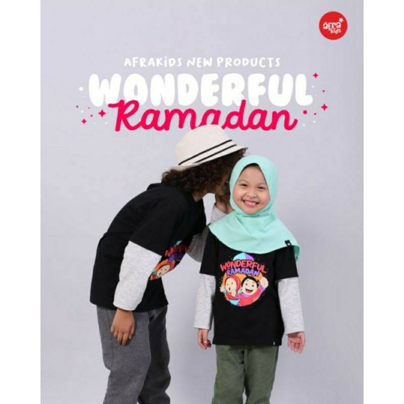 Kaos Anak Afrakids Unisex AF304 &quot;Wonderfull Ramadhan&quot; Lengan Panjang