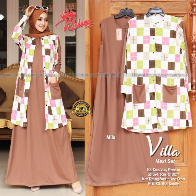 Pakaian muslim  Vila maxi set bahan Kaos Voxy Premium terbaru Murah Jumbo import. Gamis muslimah mod