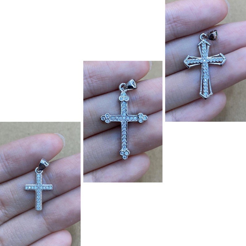 Kalung liontin salib emas silver mata full xuping 45cm