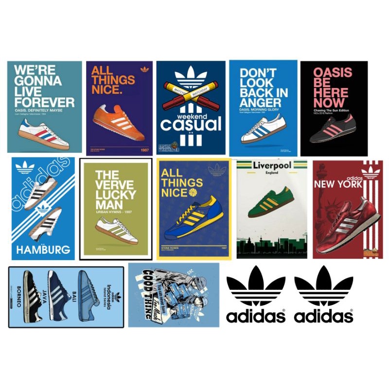 

stiker casual adidas / stiker hooligans / stiker helm laptop motor dll