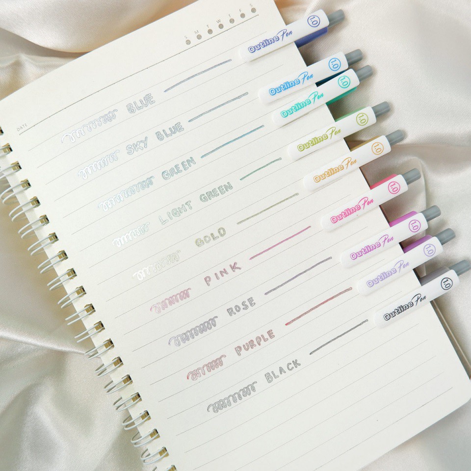 PMM Shands Silver Pastel Outline Pen S633 Isi 9pcs Pulpen Warna Dengan Goresan Silver