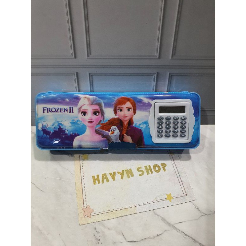 kotak pensil ada kalkulator/pencil case KALKULATOR/TEMPAT PENSIL MAGNET KALKULATOR-FROZEN makal