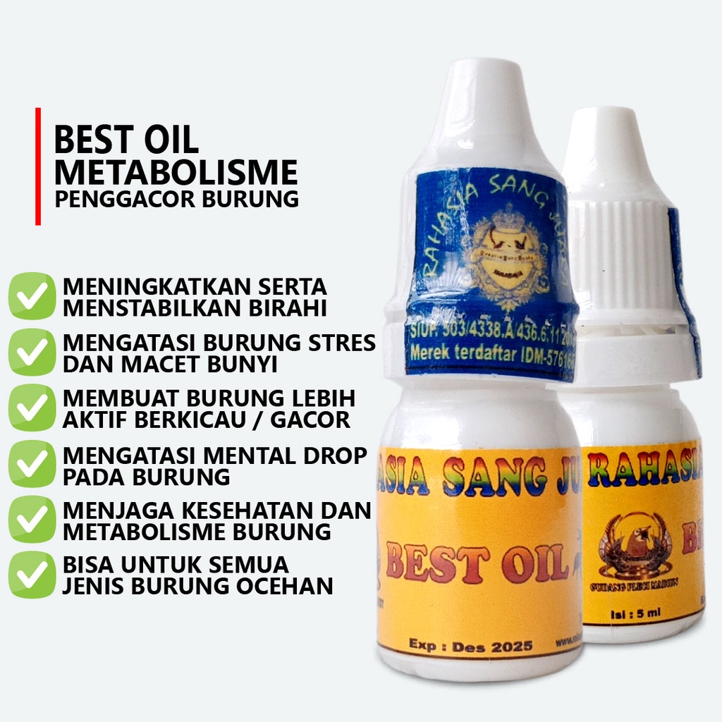 BEST OIL METABOLISME 5 ML | BASE OIL METABOLISME BURUNG OBAT BURUNG MACET BUNYI PLECI KENARI KOLIBRI SOGON MENINGKATKAN BIRAHI BURUNG