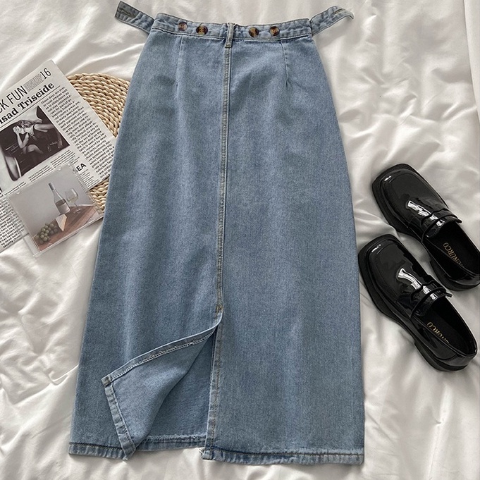 Korean Style Rok Jeans Wanita / Denim Highwaist Rok Jeans Wanita Import (realpict)