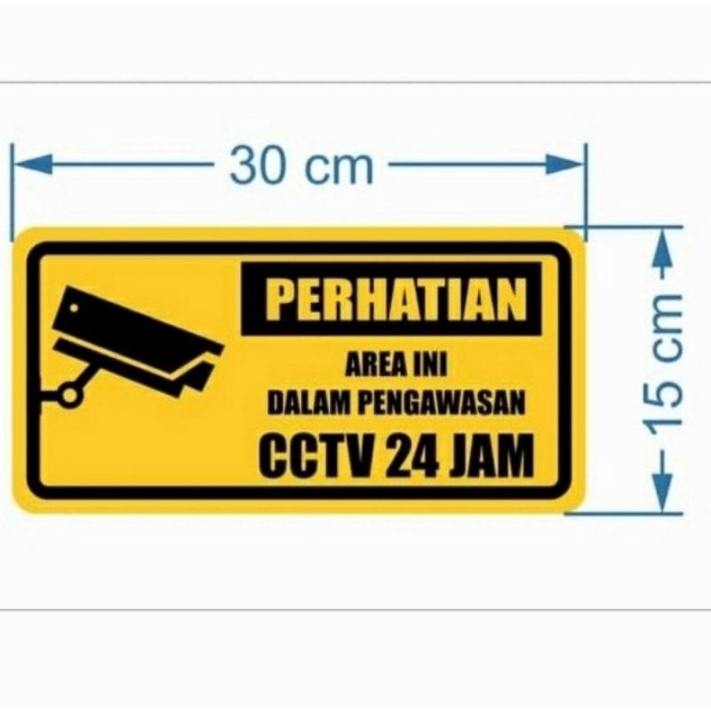 

Stiker vinyl 15x30cm PERHATIAN AREA CCTV24JAM sign rambu k3